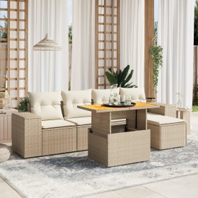 Juego de sofás jardín con cojines 6 pzas ratán sintético beige de , Conjuntos de jardín - Ref: Foro24-3275921, Precio: 429,85...