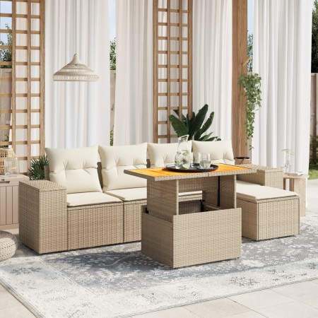 Juego de sofás jardín con cojines 6 pzas ratán sintético beige de , Conjuntos de jardín - Ref: Foro24-3275921, Precio: 429,85...