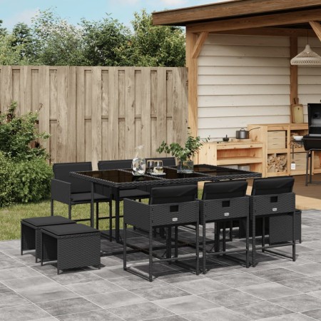 Set de comedor jardín 11 pzas con cojines ratán sintético negro de , Conjuntos de jardín - Ref: Foro24-3211327, Precio: 468,0...