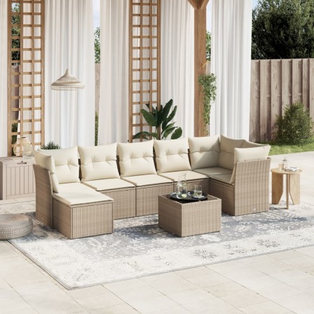 Juego de sofás de jardín con cojines beige 8 pzas ratán PE de , Conjuntos de jardín - Ref: Foro24-3263204, Precio: 509,86 €, ...