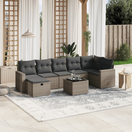 Set de sofás de jardín 8 pzas y cojines ratán sintético gris de , Conjuntos de jardín - Ref: Foro24-3263516, Precio: 469,49 €...