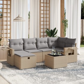 Juego de sofás jardín con cojines beige mezcla 7 pzas ratán PE de , Conjuntos de jardín - Ref: Foro24-3263805, Precio: 442,34...