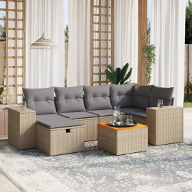 Juego de sofás jardín con cojines beige mezcla 7 pzas ratán PE de , Conjuntos de jardín - Ref: Foro24-3265175, Precio: 437,33...