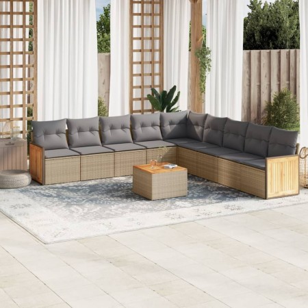 Juego de sofás jardín con cojines beige 10 pzas ratán sintético de , Conjuntos de jardín - Ref: Foro24-3227746, Precio: 565,0...