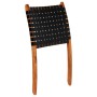 Silla plegable con rayas cruzadas cuero auténtico negro en Taburetes y sillas plegables | Comprar online en Foru.es