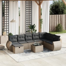 Set de muebles de jardín 9 pzas y cojines ratán sintético gris de , Conjuntos de jardín - Ref: Foro24-3264216, Precio: 553,59...