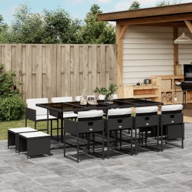 Set comedor de jardín con cojines 13 pzas ratán sintético negro de , Conjuntos de jardín - Ref: Foro24-3211338, Precio: 643,7...