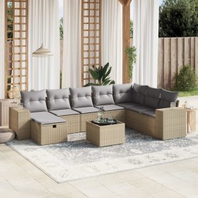 Juego de sofás jardín con cojines beige mezcla 9 pzas ratán PE de , Conjuntos de jardín - Ref: Foro24-3264525, Precio: 542,26...