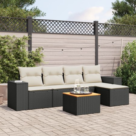 Set de sofás de jardín 6 piezas y cojines ratán sintético negro de , Conjuntos de jardín - Ref: Foro24-3257750, Precio: 353,2...