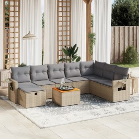 Juego de sofás jardín con cojines beige mezcla 9 pzas ratán PE de , Conjuntos de jardín - Ref: Foro24-3264986, Precio: 525,25...
