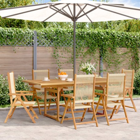 Set de comedor jardín 7 pzas polipropileno madera maciza beige de , Conjuntos de jardín - Ref: Foro24-3281735, Precio: 822,99...