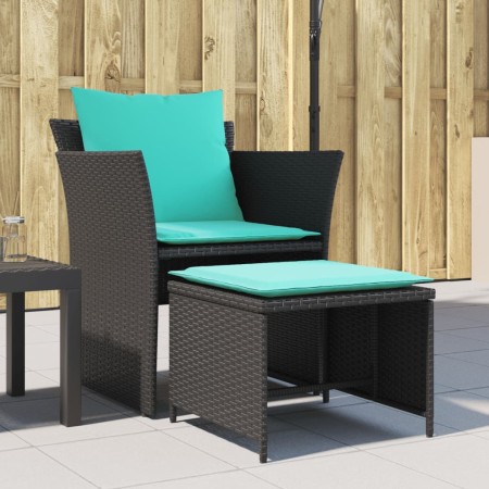 Sillón de jardín con reposapiés ratán sintético negro de , Conjuntos de jardín - Ref: Foro24-368624, Precio: 119,84 €, Descue...