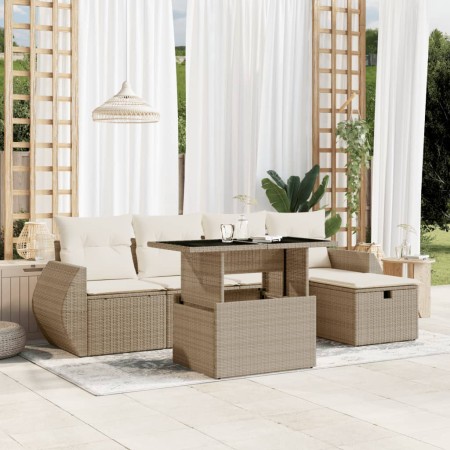 Juego de sofás jardín con cojines 6 pzas ratán sintético beige de , Conjuntos de jardín - Ref: Foro24-3275128, Precio: 460,55...