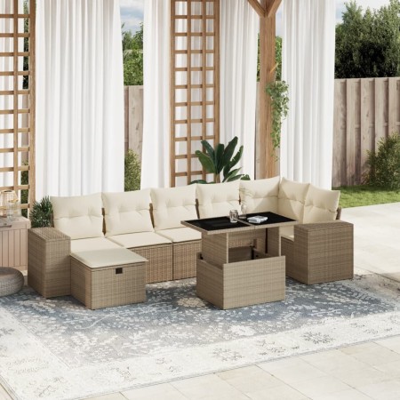 Set de sofás de jardín y cojines 8 piezas ratán sintético beige de , Conjuntos de jardín - Ref: Foro24-3275308, Precio: 578,9...