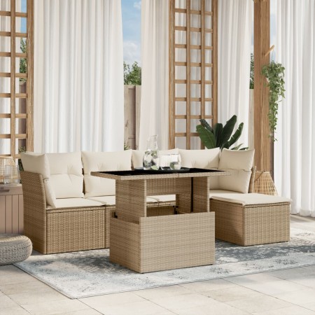 Juego de sofás jardín con cojines 6 pzas ratán sintético beige de , Conjuntos de jardín - Ref: Foro24-3266548, Precio: 403,67...
