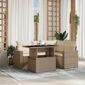 Juego de sofás jardín con cojines 5 pzas ratán sintético beige de , Conjuntos de jardín - Ref: Foro24-3267248, Precio: 398,39...
