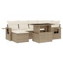 Set sofás de jardín 7 piezas y cojines ratán sintético beige de , Conjuntos de jardín - Ref: Foro24-3268048, Precio: 492,85 €...