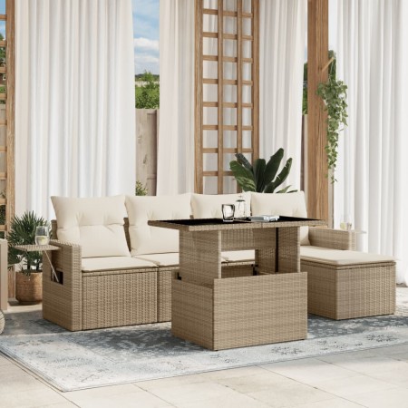 Juego de sofás jardín con cojines 6 pzas ratán sintético beige de , Conjuntos de jardín - Ref: Foro24-3267868, Precio: 412,22...