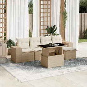 Juego de sofás jardín con cojines 6 pzas ratán sintético beige by , Garden sets - Ref: Foro24-3269128, Price: 444,37 €, Disco...