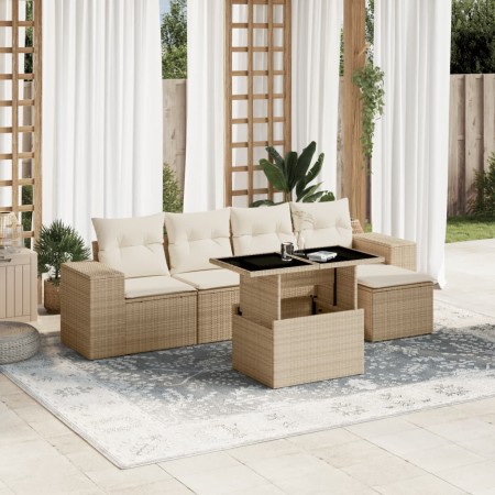 Juego de sofás jardín con cojines 6 pzas ratán sintético beige de , Conjuntos de jardín - Ref: Foro24-3269128, Precio: 428,28...