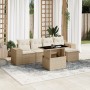 Juego de sofás jardín con cojines 6 pzas ratán sintético beige de , Conjuntos de jardín - Ref: Foro24-3269128, Precio: 428,28...