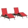 Tumbonas con mesita 2 unidades ratán sintético marrón by , Loungers - Ref: Foro24-4002717, Price: 312,89 €, Discount: %