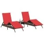 Tumbonas con mesita 2 unidades ratán sintético marrón by , Loungers - Ref: Foro24-4002717, Price: 312,89 €, Discount: %