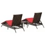 Tumbonas con mesita 2 unidades ratán sintético marrón by , Loungers - Ref: Foro24-4002717, Price: 312,89 €, Discount: %