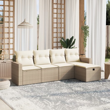 Juego de sofás jardín con cojines 5 pzas ratán sintético beige de , Conjuntos de jardín - Ref: Foro24-3263464, Precio: 323,88...