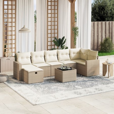 Juego de sofás de jardín con cojines beige 8 pzas ratán PE de , Conjuntos de jardín - Ref: Foro24-3263514, Precio: 514,81 €, ...