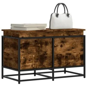 Caja de almacenaje con tapa madera roble ahumado 80x40x51,5 cm de , Cestas para almacenaje - Ref: Foro24-848801, Precio: 67,3...