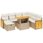 Juego de sofás de jardín con cojines beige 8 pzas ratán PE de , Conjuntos de jardín - Ref: Foro24-3276264, Precio: 524,73 €, ...