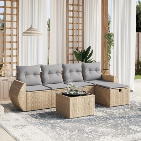 Juego de sofás jardín con cojines beige mezcla 6 pzas ratán PE de , Conjuntos de jardín - Ref: Foro24-3264095, Precio: 369,10...