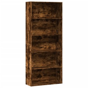 Estantería madera ingeniería color roble ahumado 80x30x189 cm de , Librerías y estanterías - Ref: Foro24-3314673, Precio: 89,...