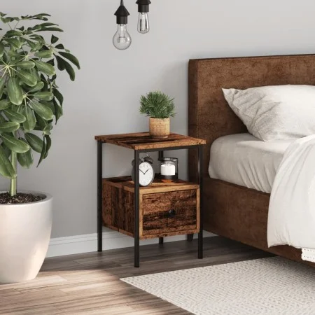 Mesita de noche madera de ingeniería envejecida 34x36x50 cm de , Mesitas de noche - Ref: Foro24-857262, Precio: 39,48 €, Desc...