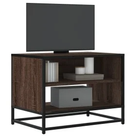 Mueble TV metal y madera ingeniería marrón roble 61x40x46 cm de , Muebles TV - Ref: Foro24-848883, Precio: 44,44 €, Descuento: %