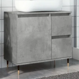 Armario de baño madera contrachapada gris hormigón 65x33x60 cm de , Tocadores de baño - Ref: Foro24-857222, Precio: 67,66 €, ...