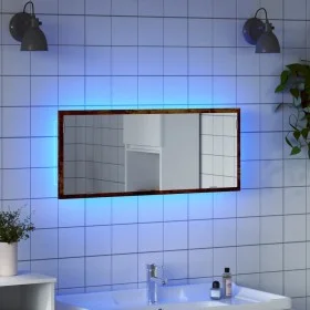 Espejo de baño LED madera ingeniería roble ahumado 100x8,5x37cm de , Tocadores de baño - Ref: Foro24-856272, Precio: 62,40 €,...