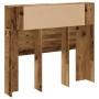 Cabecero armario madera ingeniería envejecida 120x19x104,5 cm de , Taquillas y armarios de almacenamiento - Ref: Foro24-85687...