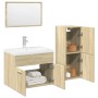 Set de muebles de baño 3 pzas madera contrachapada roble Sonoma de , Muebles de baño - Ref: Foro24-3324996, Precio: 101,82 €,...