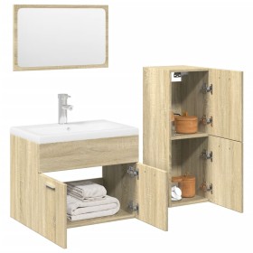 Juego de muebles de baño 4 pzas contrachapada roble Sonoma de , Muebles de baño - Ref: Foro24-3325008, Precio: 203,58 €, Desc...