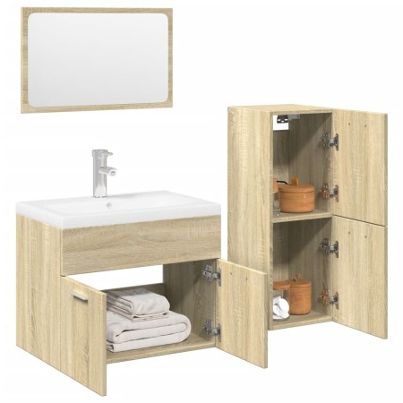 Juego de muebles de baño 4 pzas contrachapada roble Sonoma de , Muebles de baño - Ref: Foro24-3325008, Precio: 203,58 €, Desc...