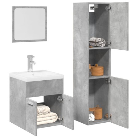Juego muebles de baño 4 pzas madera contrachapada gris hormigón de , Muebles de baño - Ref: Foro24-3324879, Precio: 181,21 €,...