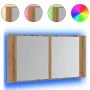 Armario y espejo LED madera ingeniería roble artisan 90x12x45cm de , Tocadores de baño - Ref: Foro24-856285, Precio: 69,97 €,...