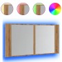 Armario y espejo LED madera ingeniería roble artisan 90x12x45cm de , Tocadores de baño - Ref: Foro24-856285, Precio: 71,09 €,...