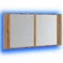 Armario y espejo LED madera ingeniería roble artisan 90x12x45cm de , Tocadores de baño - Ref: Foro24-856285, Precio: 69,97 €,...