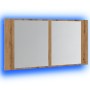 Armario y espejo LED madera ingeniería roble artisan 90x12x45cm de , Tocadores de baño - Ref: Foro24-856285, Precio: 71,09 €,...