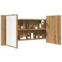 Armario y espejo LED madera ingeniería roble artisan 90x12x45cm de , Tocadores de baño - Ref: Foro24-856285, Precio: 69,97 €,...