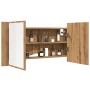 Armario y espejo LED madera ingeniería roble artisan 90x12x45cm de , Tocadores de baño - Ref: Foro24-856285, Precio: 71,09 €,...