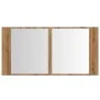 Armario y espejo LED madera ingeniería roble artisan 90x12x45cm de , Tocadores de baño - Ref: Foro24-856285, Precio: 69,97 €,...